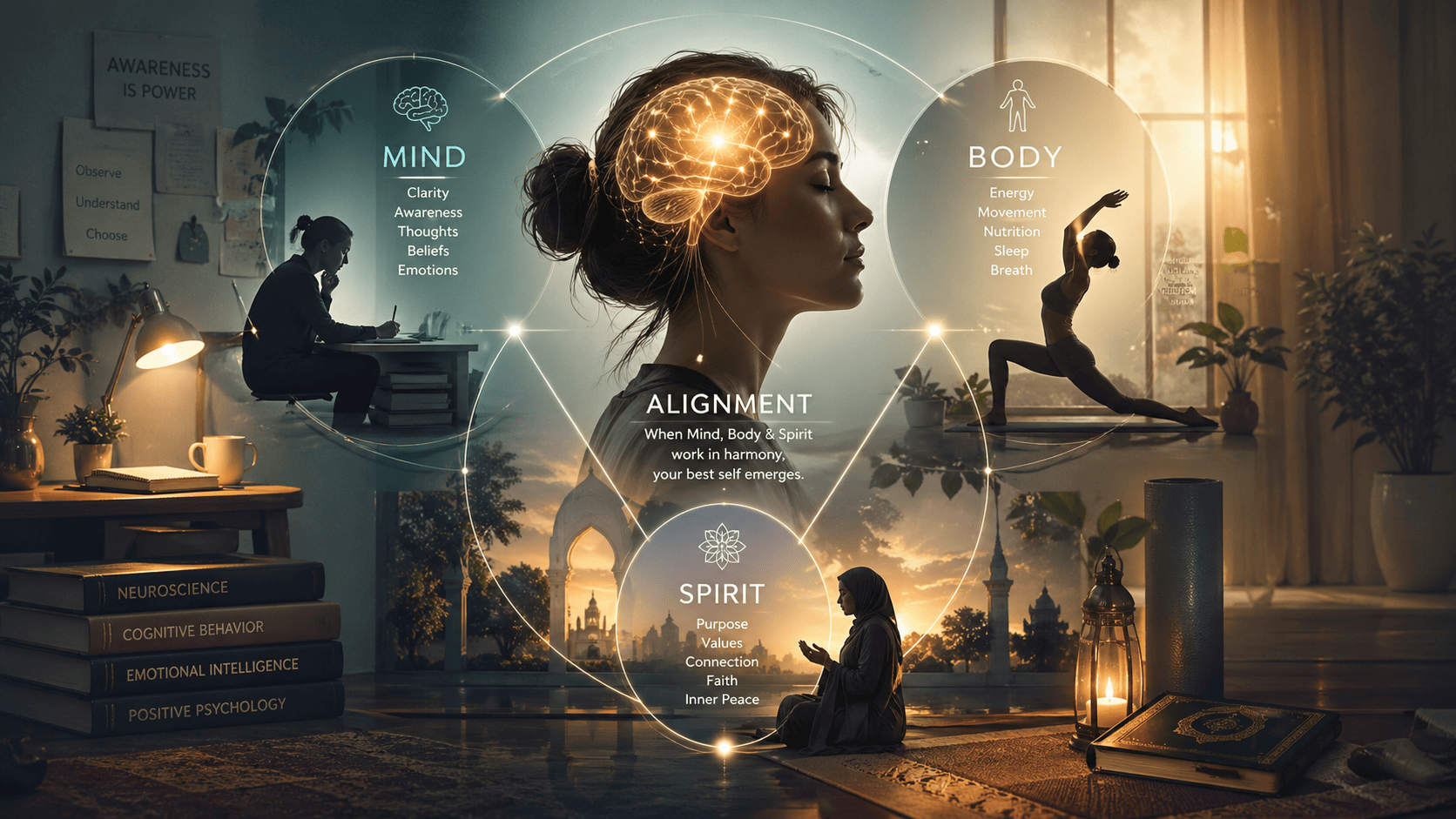 Mind-Body-Spirit alignment — faith-centered guidance at Mintlife Health honoring Islamic, Christian, and interfaith values